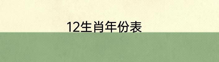 12生肖年份表
