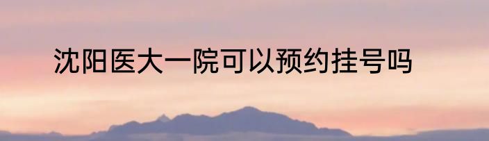 沈阳医大一院可以预约挂号吗