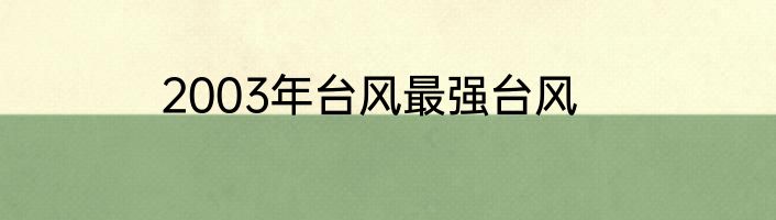 2003年台风最强台风