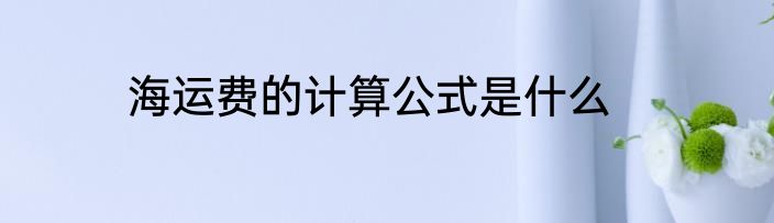 海运费的计算公式是什么