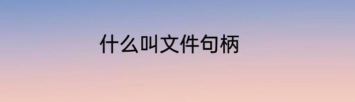 什么叫文件句柄