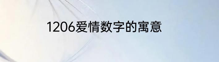 1206爱情数字的寓意