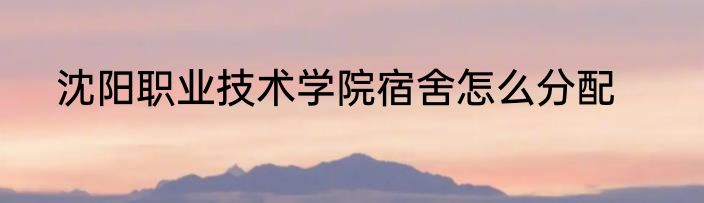 沈阳职业技术学院宿舍怎么分配