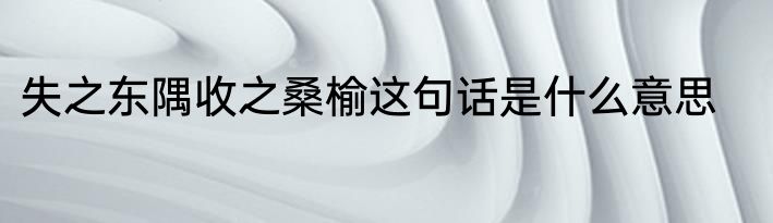 失之东隅收之桑榆这句话是什么意思