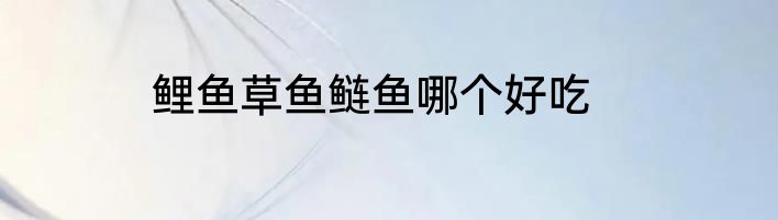 鲤鱼草鱼鲢鱼哪个好吃