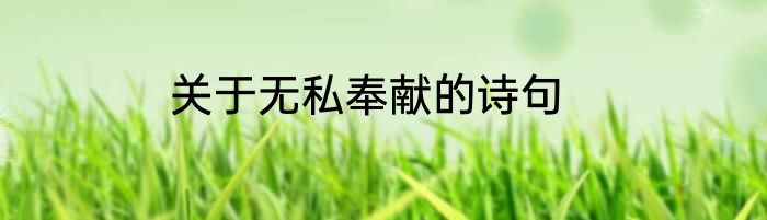 关于无私奉献的诗句
