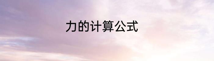 力的计算公式