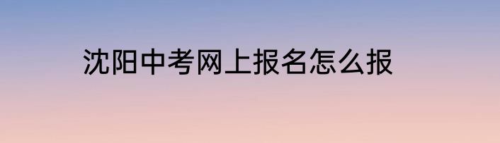 沈阳中考网上报名怎么报