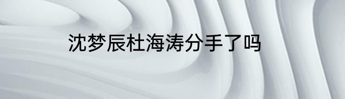 沈梦辰杜海涛分手了吗