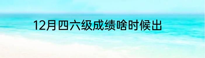 12月四六级成绩啥时候出