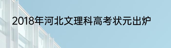 2018年河北文理科高考状元出炉