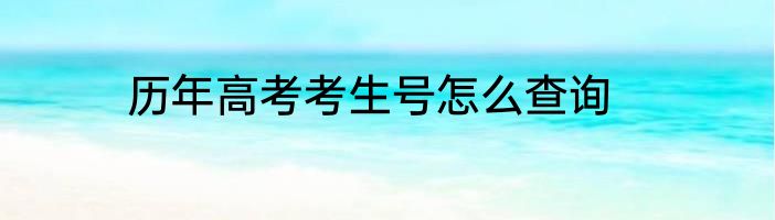 历年高考考生号怎么查询