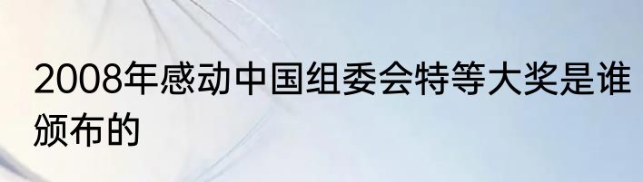 2008年感动中国组委会特等大奖是谁颁布的