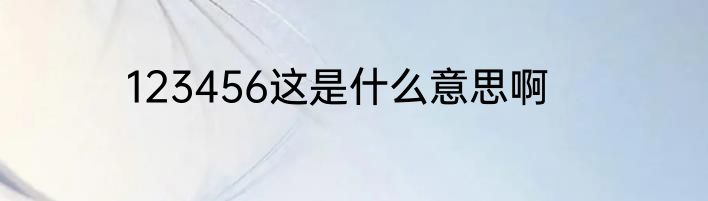 123456这是什么意思啊