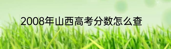 2008年山西高考分数怎么查