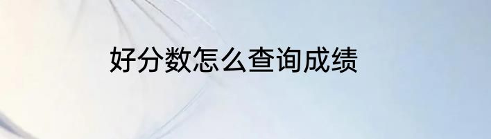 好分数怎么查询成绩
