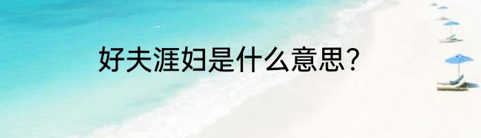 好夫涯妇是什么意思?