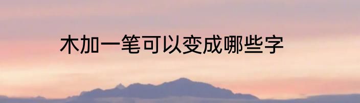 木加一笔可以变成哪些字