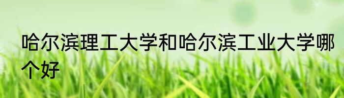 哈尔滨理工大学和哈尔滨工业大学哪个好