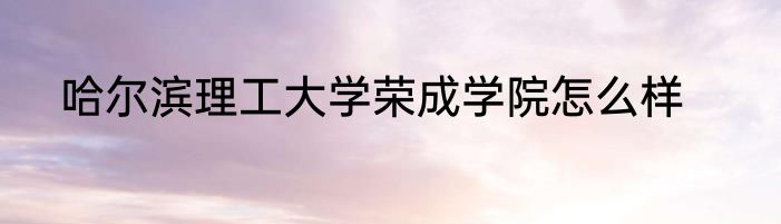 哈尔滨理工大学荣成学院怎么样