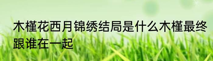 木槿花西月锦绣结局是什么木槿最终跟谁在一起
