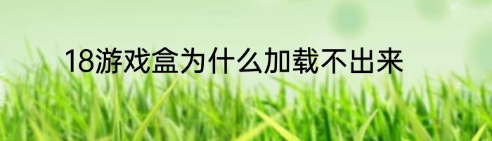 18游戏盒为什么加载不出来