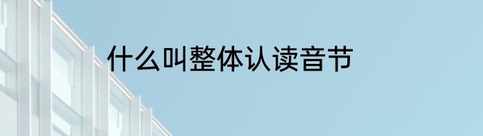 什么叫整体认读音节