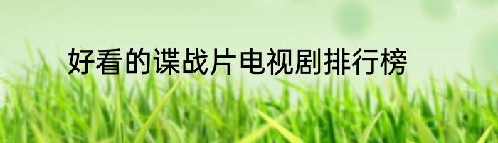 好看的谍战片电视剧排行榜