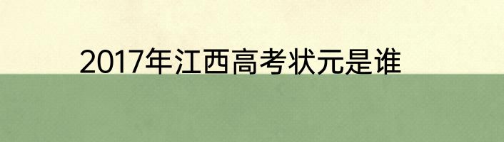2017年江西高考状元是谁