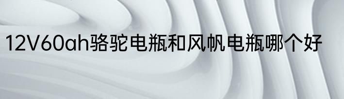 12V60ah骆驼电瓶和风帆电瓶哪个好
