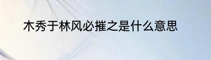木秀于林风必摧之是什么意思