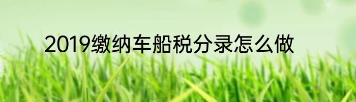 2019缴纳车船税分录怎么做