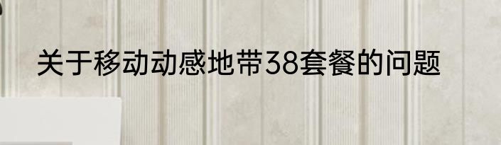 关于移动动感地带38套餐的问题