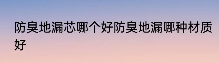 防臭地漏芯哪个好防臭地漏哪种材质好