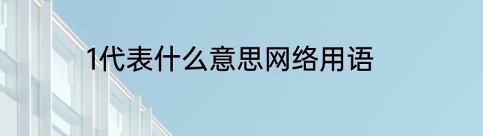1代表什么意思网络用语