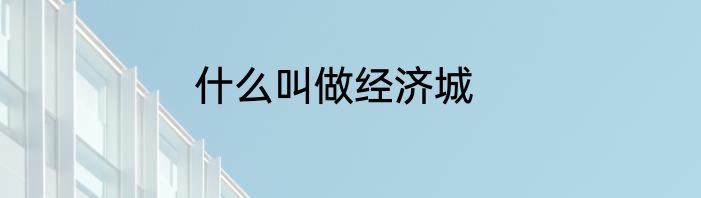 什么叫做经济城