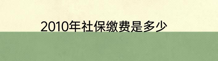 2010年社保缴费是多少