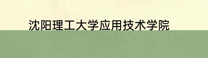 沈阳理工大学应用技术学院