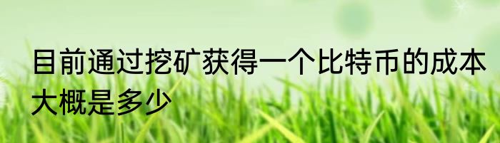 目前通过挖矿获得一个比特币的成本大概是多少