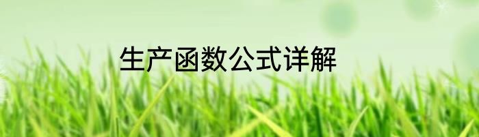 生产函数公式详解
