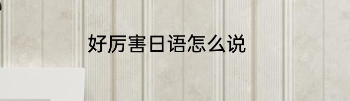 好厉害日语怎么说