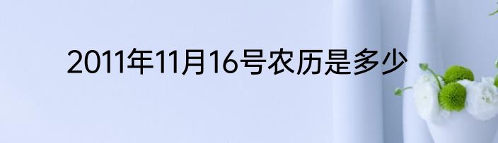 2011年11月16号农历是多少