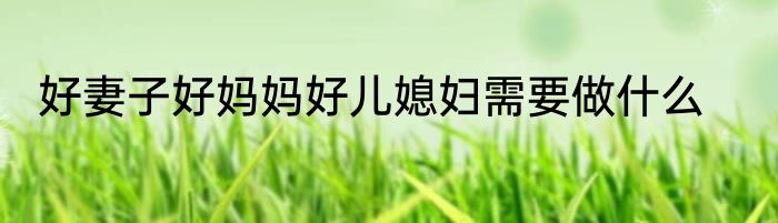 好妻子好妈妈好儿媳妇需要做什么