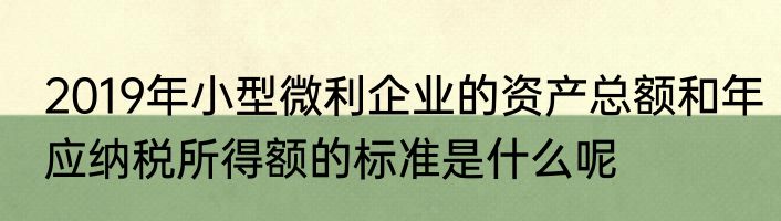 2019年小型微利企业的资产总额和年应纳税所得额的标准是什么呢