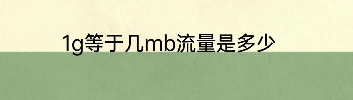 1g等于几mb流量是多少