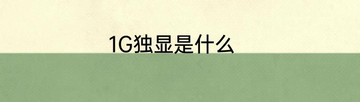 1G独显是什么