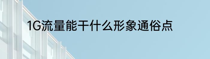 1G流量能干什么形象通俗点