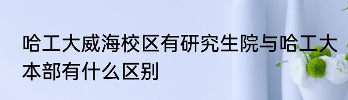 哈工大威海校区有研究生院与哈工大本部有什么区别