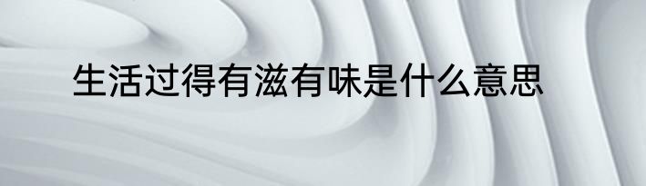 生活过得有滋有味是什么意思