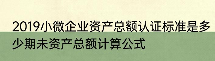 2019小微企业资产总额认证标准是多少期未资产总额计算公式